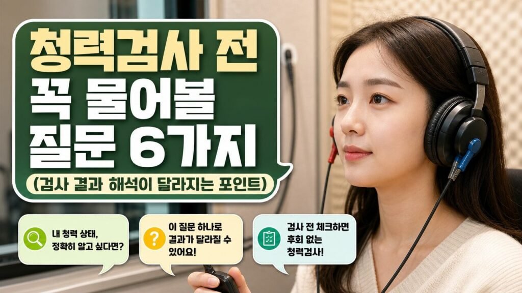 청력검사 전 꼭 물어볼 질문 6가지(검사 결과 해석이 달라지는 포인트)